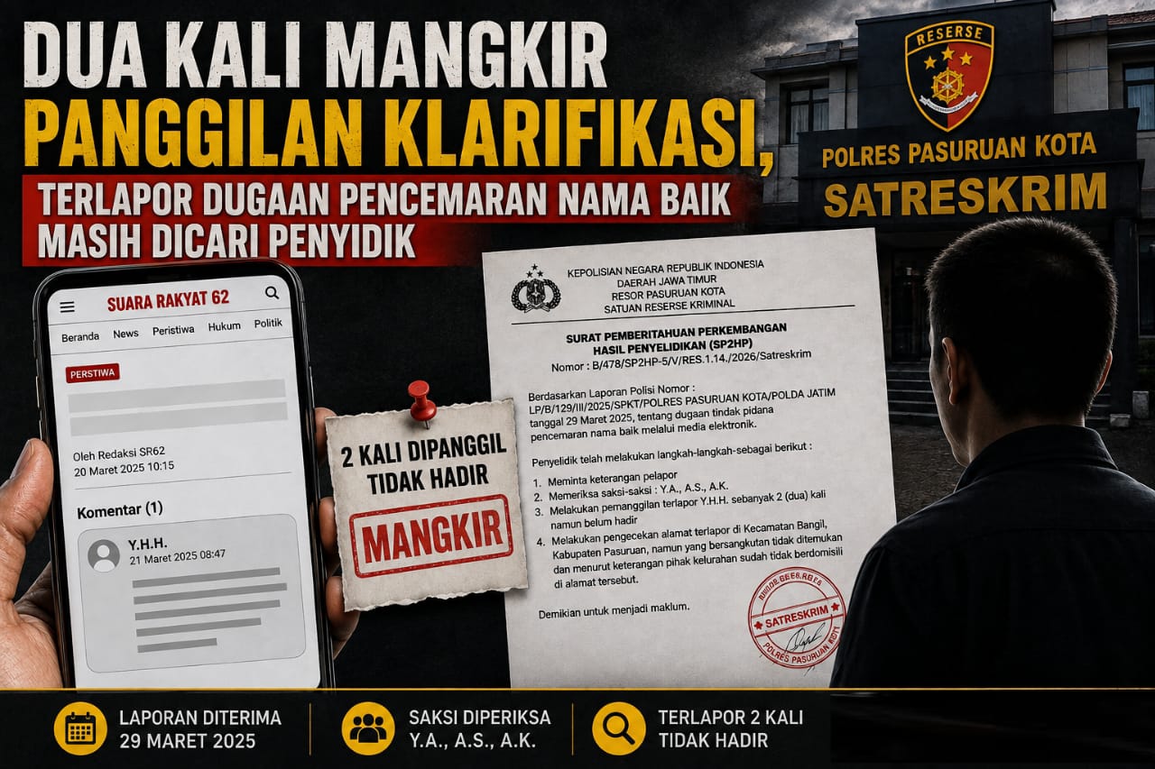 Dua Kali Mangkir Panggilan Klarifikasi, Terlapor Dugaan Pencemaran Nama Baik Masih Dicari Penyidik