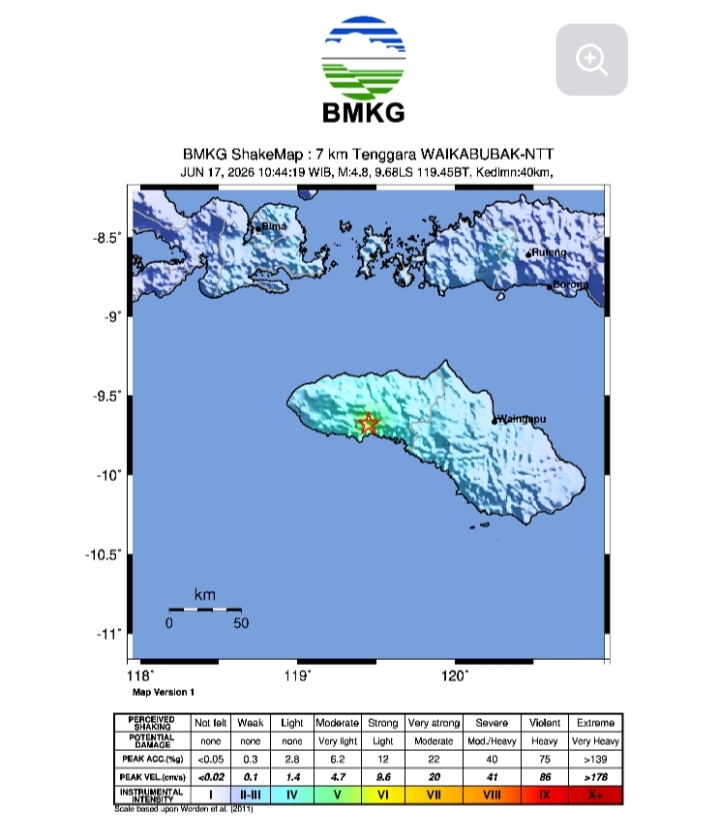 Gempa M5,0 Guncang Sumba Barat, BMKG Pastikan Tidak Berpotensi Tsunami