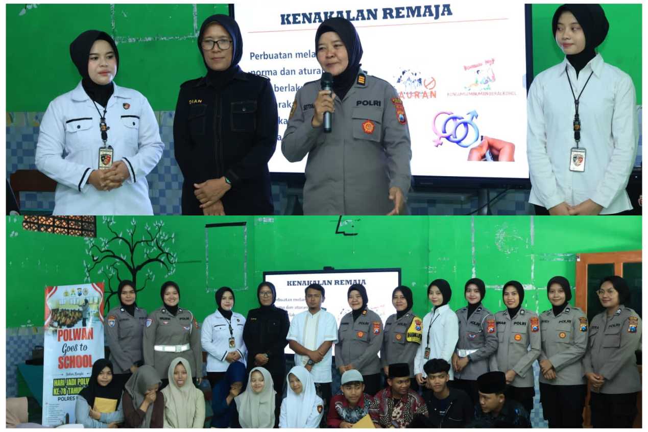 Sambut Hari Jadi ke - 78, Polwan  Polres Ngawi Edukasi Santri  Cegah Kenakalan Remaja